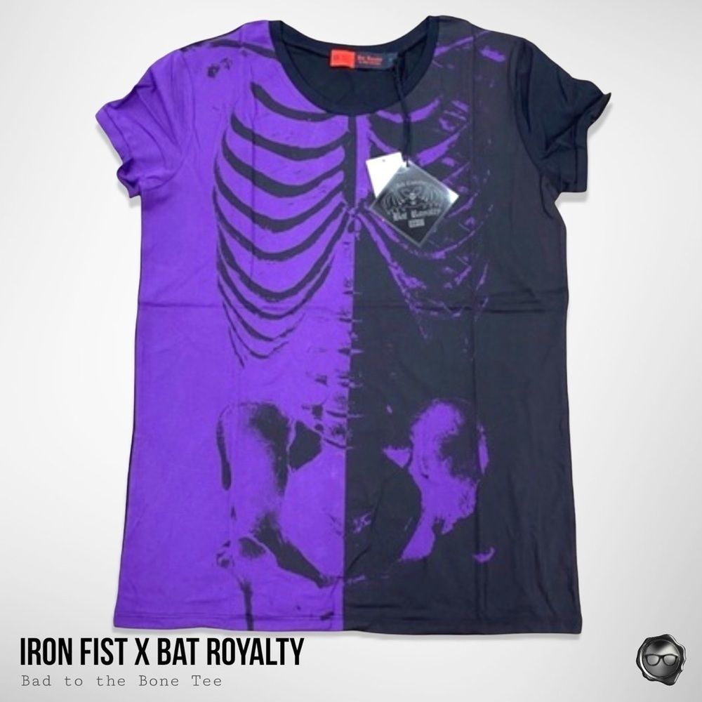 NEW DOLLS KILL IRON FIST X BAT ROYALTY BAD TO THE BONE TEE NWT - Picture 5 of 9